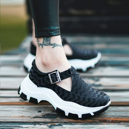 

YTJX Ladies Fashion Flat Rhinestone Platform Comfortable Running Shoes Sneakers