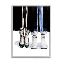 Stupell Industries Fashion Man & Woman Shoes Heels Beauty & Fashion Painting Gray Framed Art Print Wall Art