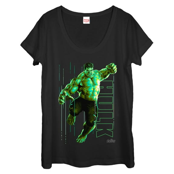 Women's Marvel Avengers: Infinity War Hulk Portrait  Scoop Neck Black Medium