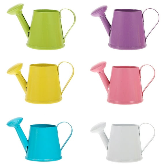 OUNONA 6Pcs Watering Can Props Iron Assorted Color for Mini House Decor and Photography