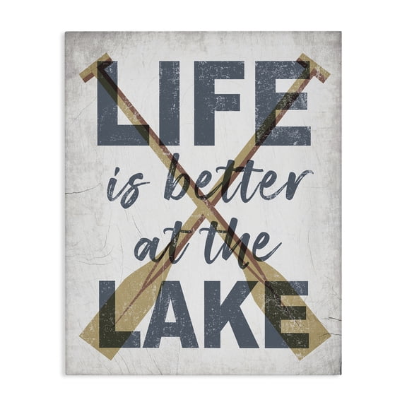 Stupell Industries Coastal Life is Better at the Lake Oars Canvas Art, 16 x 20, by Lil' Rue