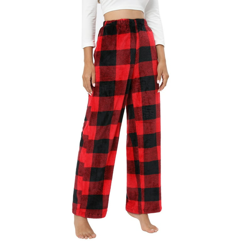 Buffalo Plaid Flannel Pajama Pants For Women With Pockets