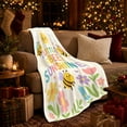 thumbnail image 3 of Playful Little Bee Sunshine Garden, Playful Botanical Garden Scene, Warm Flannel Blanket for Sunroom and Reading Nook, Garden Lovers Housewarming Gift, Celestial Home Decor, 3 of 9