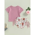 thumbnail image 4 of Bagilaanoe 2pcs Newborn Baby Girl Short Pants Set Print Short Sleeve T-shirt Tops + Tasseled Shorts 6M 12M 18M 24M Infant Casual Summer Outfits, 4 of 8