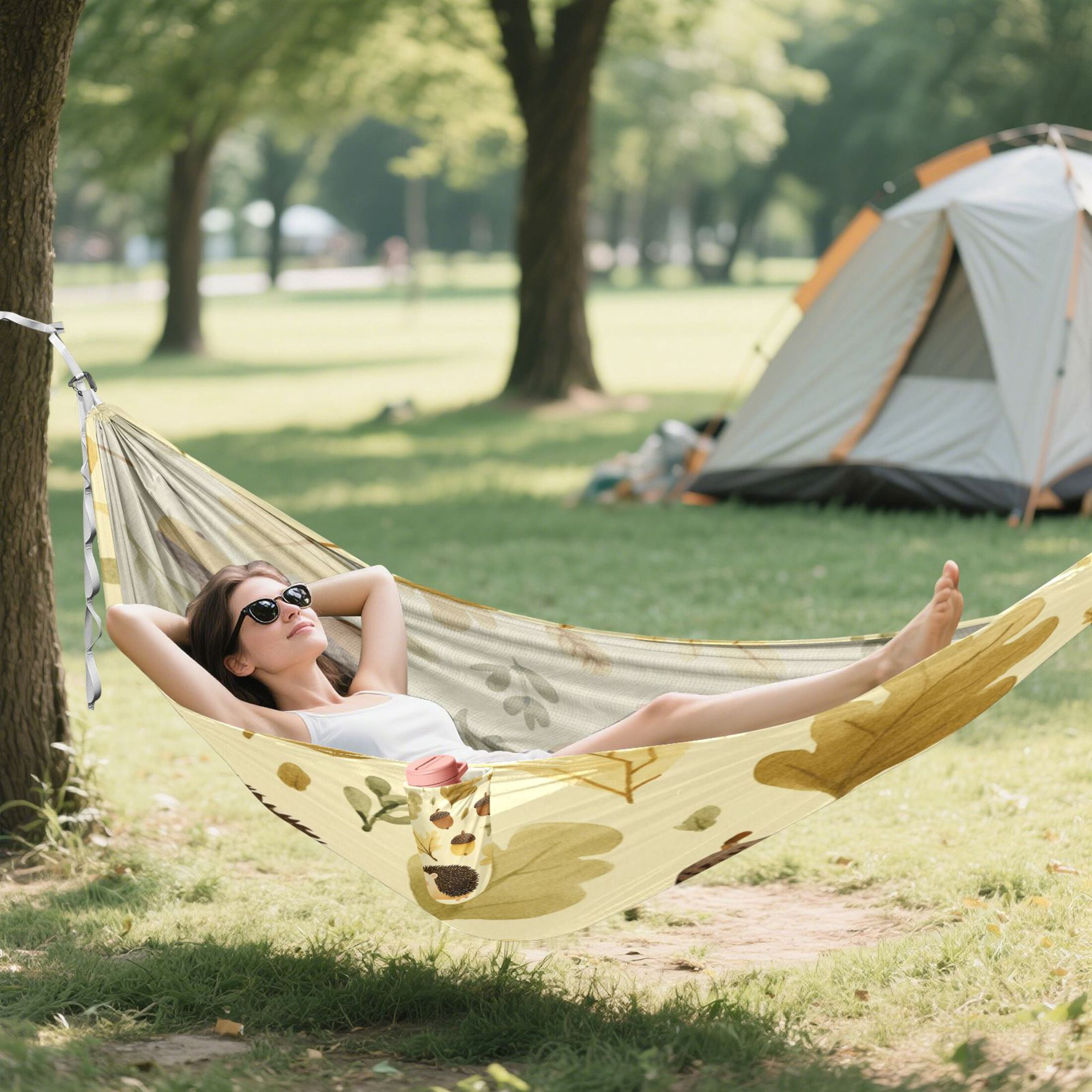 Hammock Camping Hammock Nylon Portable Hammock Travel Camping Hammock Cute Hedgehog Acorn Dots