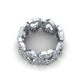 thumbnail image 3 of Natural 1.45Ct Round Cut Diamond Alternating Heart Women's Anniversary Wedding Eternity Band Ring Solid 18k White Gold F VS1, 3 of 3