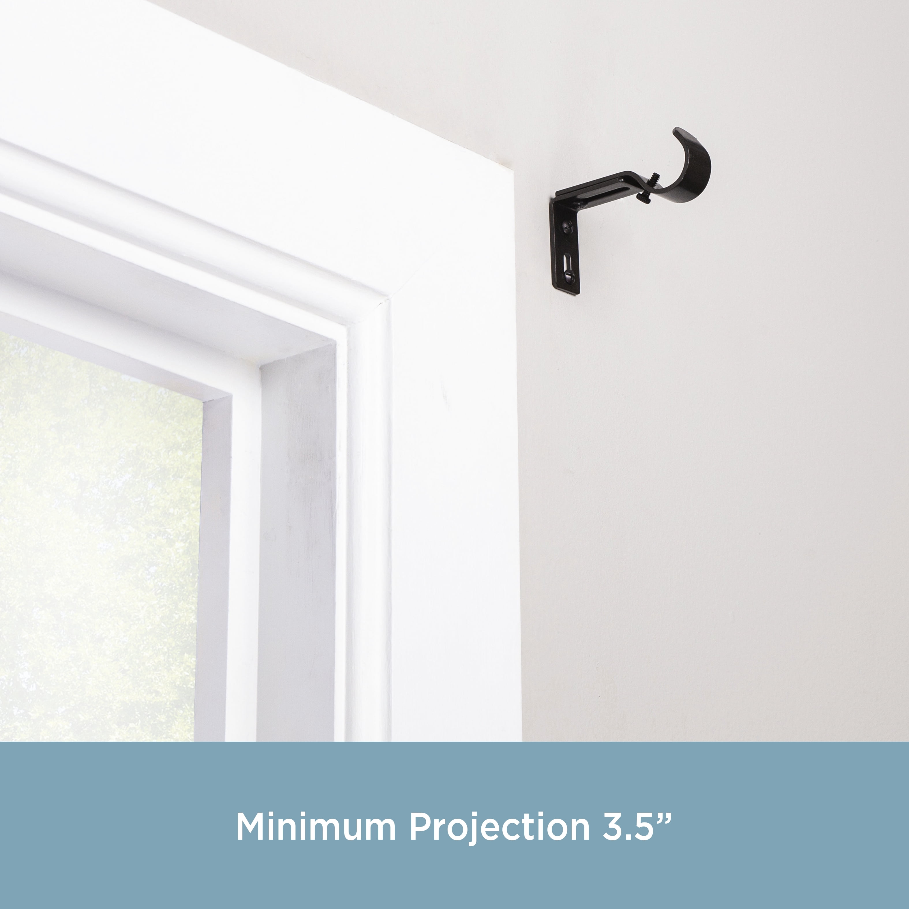 Kenney Adjustable Steel Curtain Rod Brackets Set, 1" Diameter, 3.5-4.5" Projection, Brown