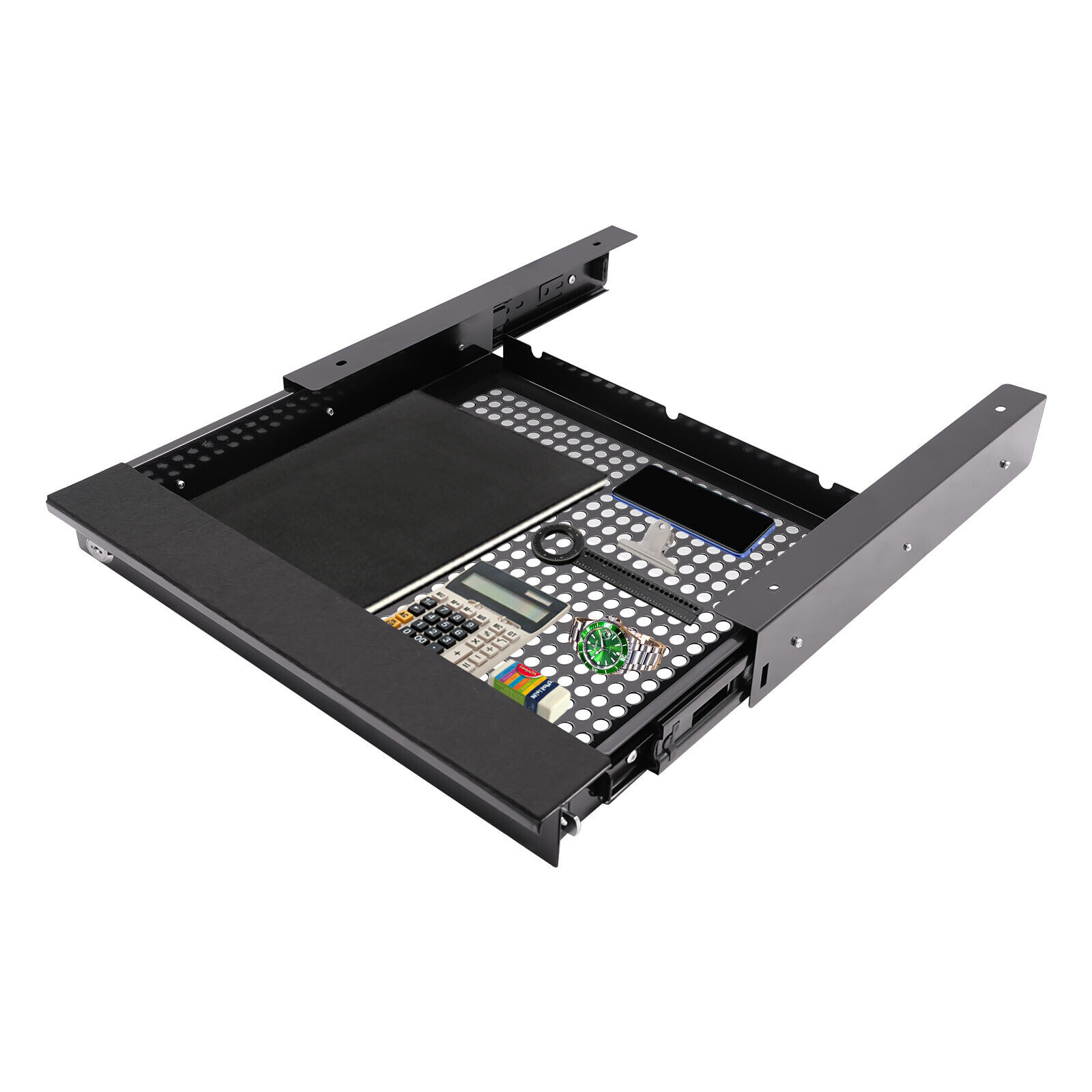 Black Under Desk Mounted Sliding Pull-out Drawer Drawer Storage Organizer for Standing Desks Pull-out Drawer