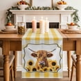thumbnail image 2 of Table Runner 108 Inches Long for Kitchen Dining, Yellow Yak Dresser Scarf Farmhouse, Dining Table Decorations for Wedding/Parties, Sunflowers Checkered Elegant Pastoral Buffalo 13 x 108 In, 2 of 8