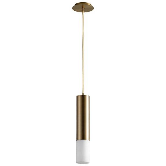 18 Inch 11.9W 120V 1 Led Glass Shade Pendant Light-Aged Brass Finish Oxygen Lighting 3-654-140