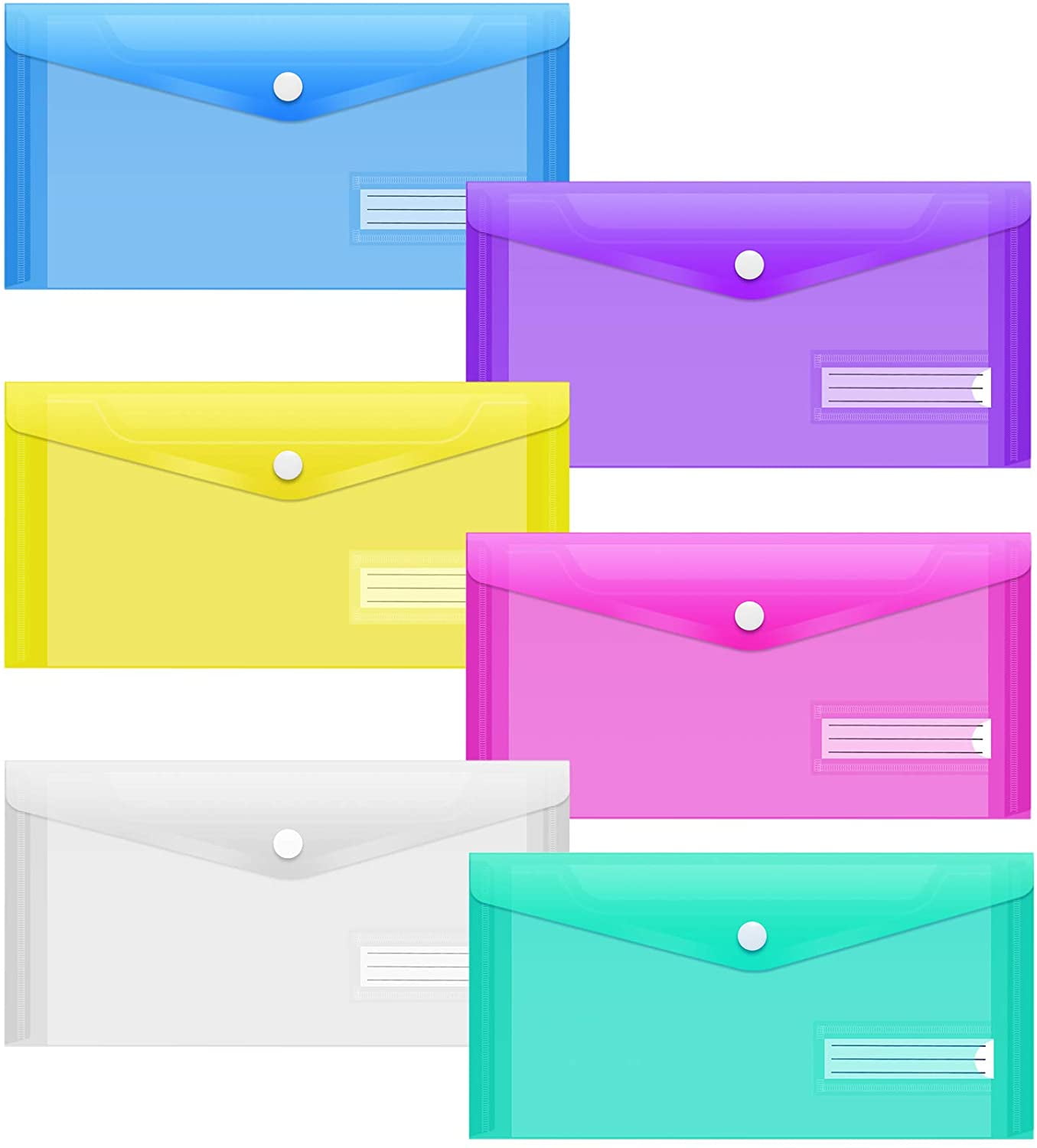 50 Pieces Zip Plastic Envelopes File Bag Bill Bag Pencil Case Letter Size 5 