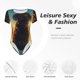 thumbnail image 4 of Balery Golden Cloud Winged Dog Body de cuello redondo de manga corta para mujer Tops de manga corta Tops básicos-Large, 4 of 7