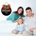 thumbnail image 3 of Eveokoki 11" Welcome Home 01 Wreaths Decor Sign Front Door, Home Decor Front Round Wood Hanging Sign with Ribbon Bow and Artificial Leaves, 3 of 5