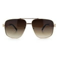 thumbnail image 5 of Mens Mogul Mobster Rectangle Metal Rim Double Bridge Luxury Sunglasses Gold - Brown, 5 of 8