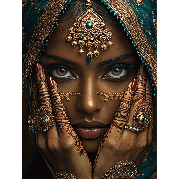 Indian Woman Portrait Decorative Painting/Canvas Art, Perfect for Living Room, Bedroom,Studio, and Gallery Decoration.
