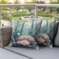 thumbnail image 4 of Sleeping Hedgehog Pillow Covers 2 Pack Watercolor Spring Forest Flower Leaf Cute Animals Green Pillowcase Waterproof Outdoor Throw Pillow Cover for Patio Garden Square Cushion 18”x18”, 4 of 9