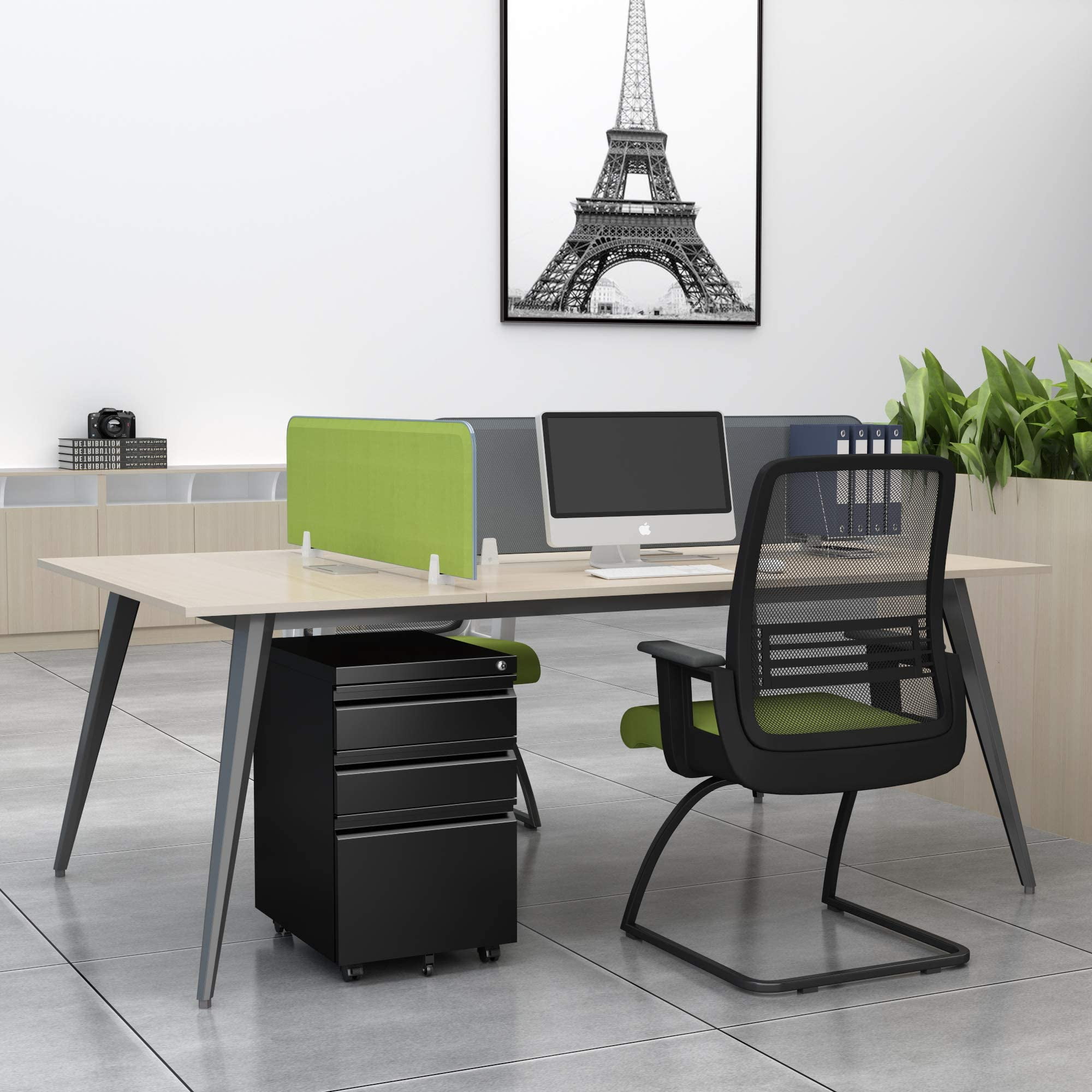 STANI 3 Drawers Mobile File Cabinet, Metal File Cabinets with Lock, Under Desk Rolling Filing Cabinet for Home Office Fit Letter/Legal/A4 Size (Unassembled,Black)