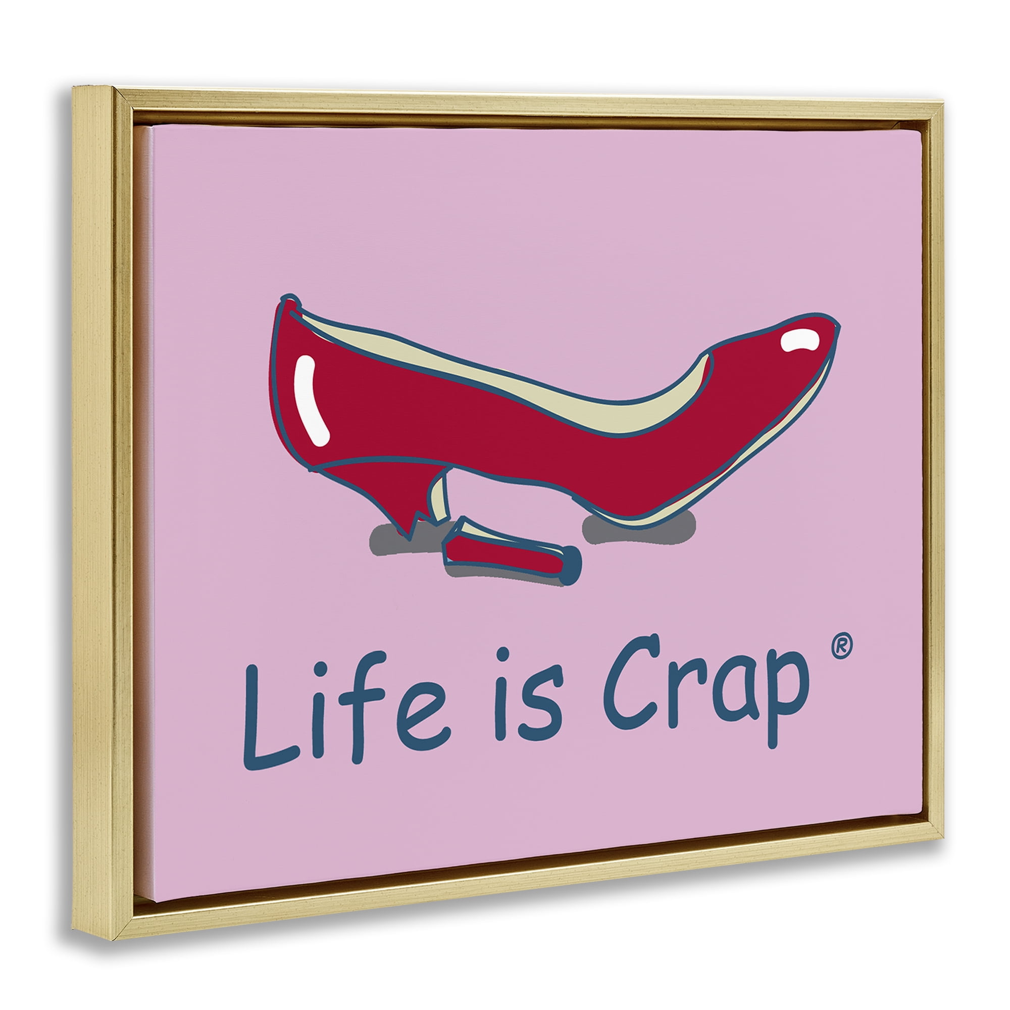 Stupell Industries Broken High Heel Novelty & Humor Painting Gold Floater Framed Canvas Art Print Wall Art, 21 x 17