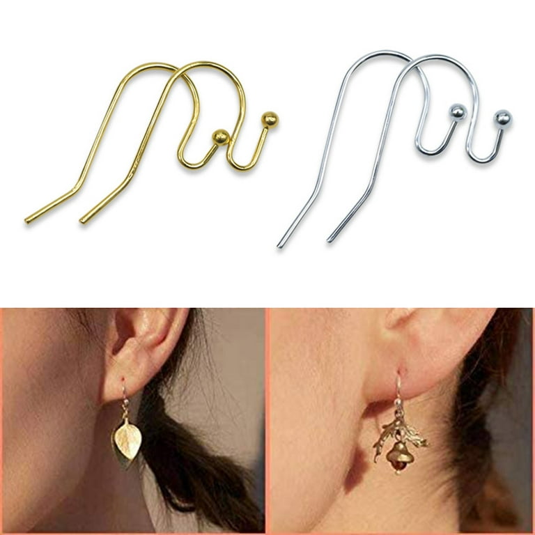 HeroNeo 100 Pcs Ear Line Fish Hook Sterling Silver Earring Hooks Jewelry  Earrings Hypoallergenic Earring Hook Gold Silver 