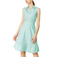 thumbnail image 5 of MODA NOVA Junior's Ruffled Sleeveless Vintage Shirt Midi Dress with Belt, 5 of 5