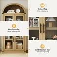 thumbnail image 3 of Arched Bookshelf with Doors Farmhouse Bookcase 15.83in Depth Display Storage Shelves 71.4in Tall Wooden Display Cabinet Rounded Bookcases for Living Room, Kitchen, Office wood, 3 of 7