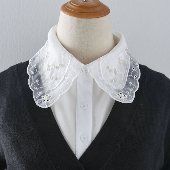 Womens Tops White Detachable Half Shirts Business Two Shirt Formal Shirts for Women Colla Shirt Attachment Small Half Turtleneck Half Shirts for Layering Button up Half Womens Dress Shirt Button up