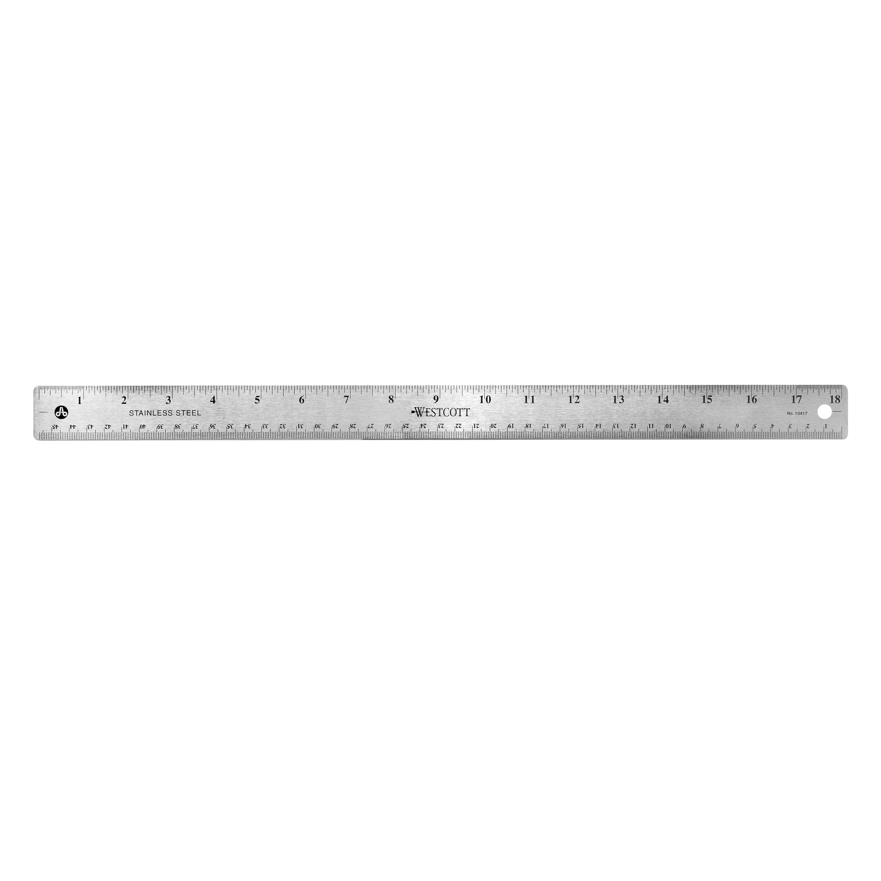 Westcott Non-Slip Stainless Steel Ruler, 18", Silver, Metric, for Office, 0.13 lbs., (1 Each) - image 3 of 10