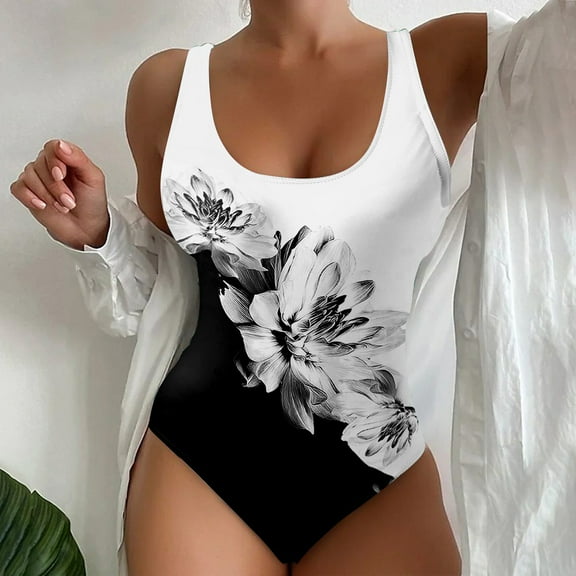 Black One Piece Swimsuit Women 2025 Women's 1 Piece Swimwear Women's Beach Swimsuit Tie Dyed 3D Printed European and American Summer