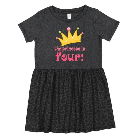 Inktastic 4th Birthday Princess is Four Girls Toddler Dress