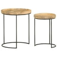 thumbnail image 2 of vidaXL 2 Piece Coffee Table Set Solid Mango Wood and Steel, 2 of 4