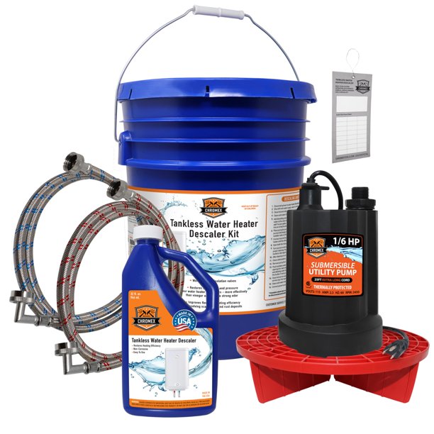 Kit de descarga para calentador de agua sin tanque Chromex con solución desincrustante