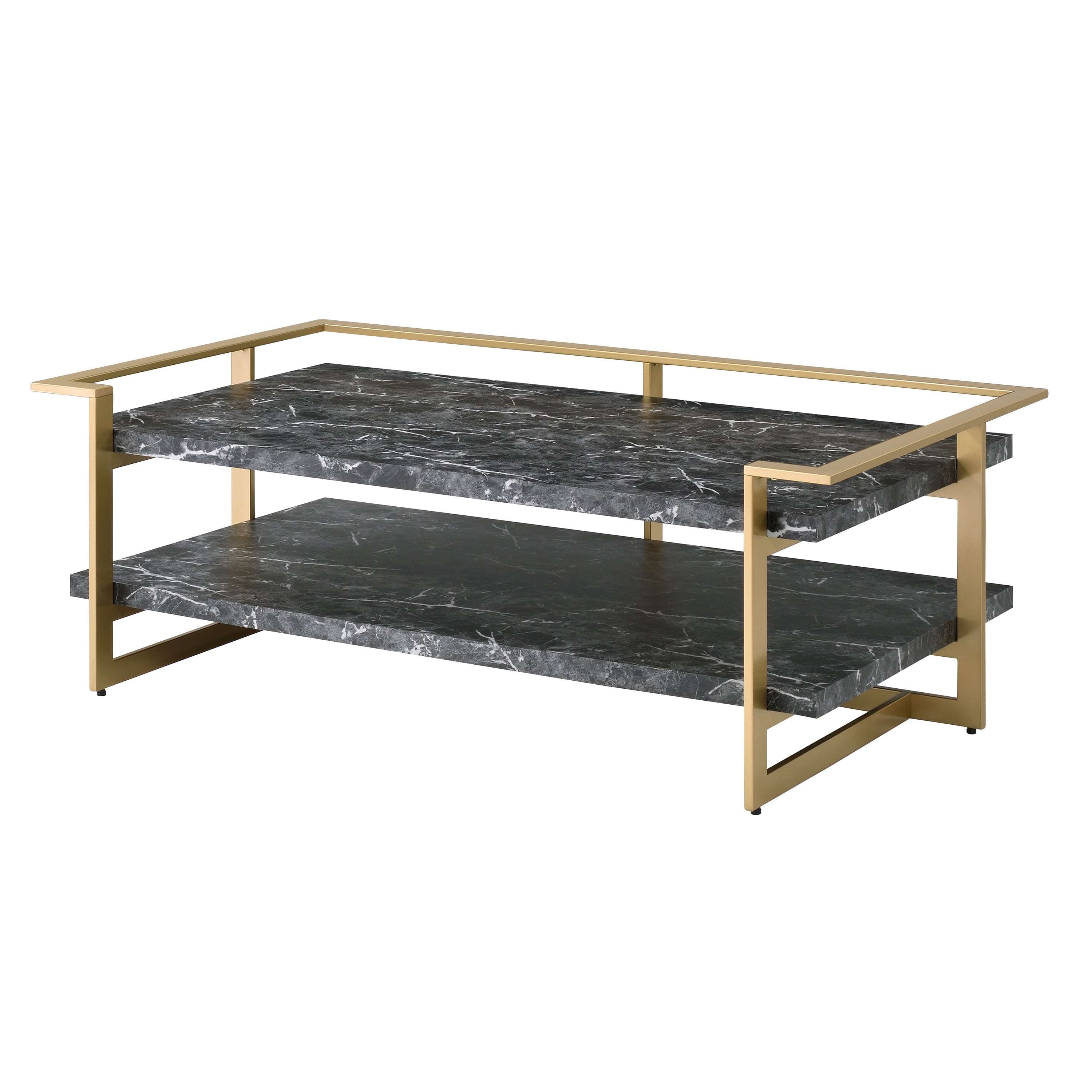 Furniture of America Denoa Faux Marble Top Coffee Table, Black