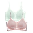 thumbnail image 2 of Fsqjgq 2 Pack Sports Bras for Women Comfort Ice Silk Seamless Wireless Bras Removable Cup Adjustment Yoga Sleep Bralettes Gathered Push Up Bras PK3 Xl, 2 of 3