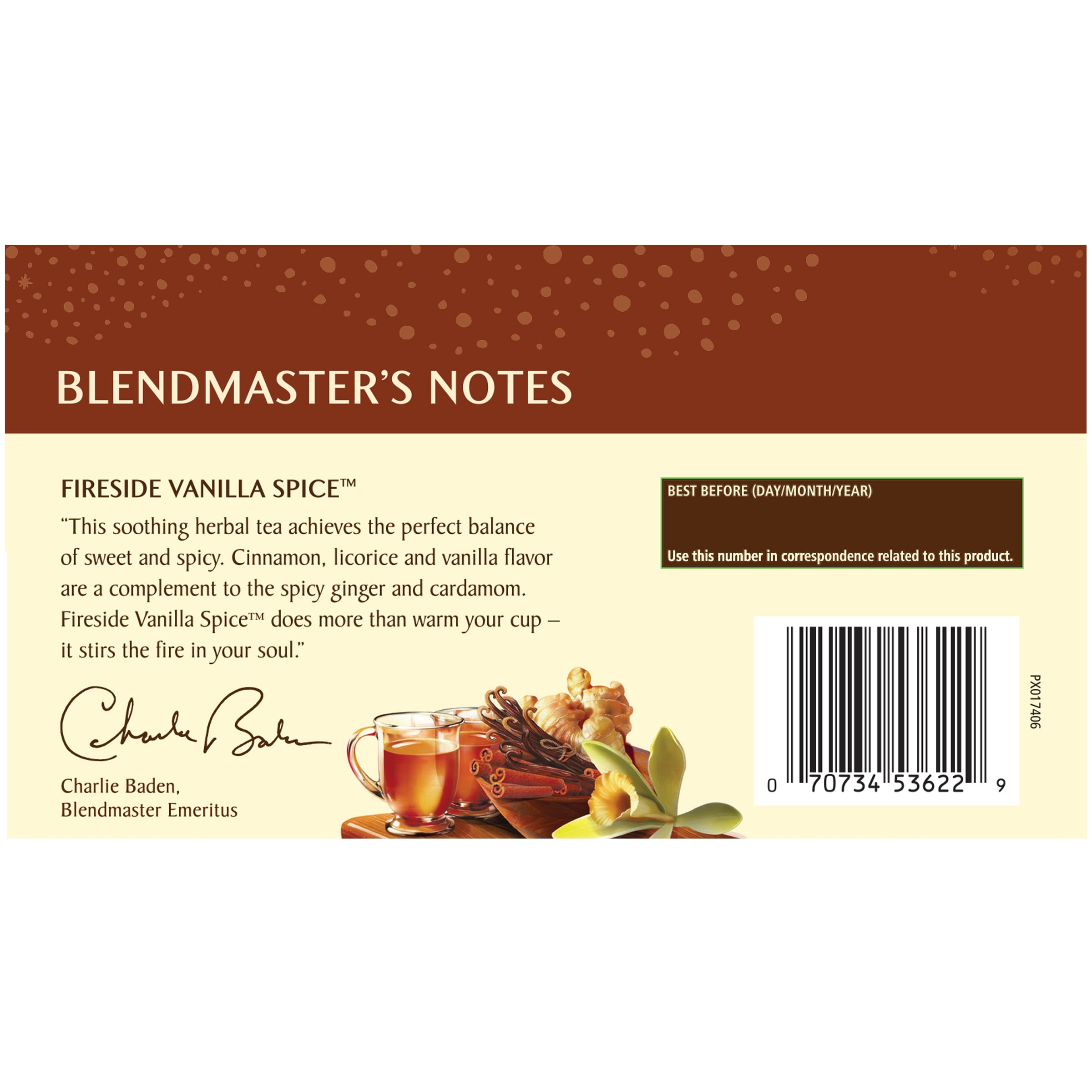 (3 pack) Celestial Seasonings Fireside Vanilla Spice Caffeine-Free Herbal Tea Bags (20 Count)
