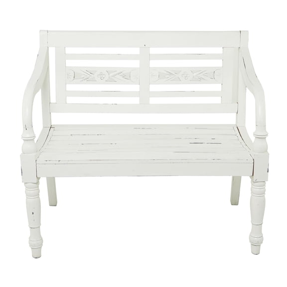 DecMode Wood Bench, White