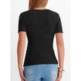 thumbnail image 7 of ANRABESS Womens Tops Short Sleeve V Neck Sexy Ribbed Knit Slim Fit Lightweight Sweater 2026 Summer Dressy Casual T-Shirts Black Large, 7 of 7