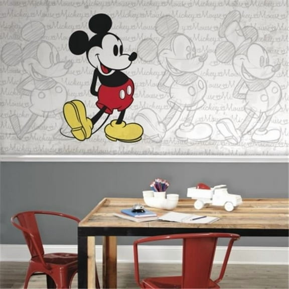 Mickey Mouse Classic Mickey X - Large Chair Rail Prepasted Mural & Ultra Strippable- 6 x 10.5 ft.