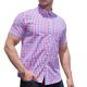 thumbnail image 1 of Mens Manga Corta Botón Abajo Camisas Negocios Turndown Cuello con Bolsillo, Patrón de Red Blusa de Manga Corta, 1 of 9