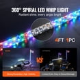 thumbnail image 2 of KFFKFF 1 Unit 4 Foot Whip Light, Dual-Control (APP & RF Remote) LED Whip, Water-Resistant 360° Spiral RGB Chasing Light Whip with Two Flags,for UTVs, ATVs, Motorcycles, RZR, Can-am, Trucks, 2 of 9