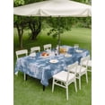 thumbnail image 5 of 60x102 Inch Outdoor Tablecloth with Umbrella Hole Zipper Rectangle Modern Blue Rectangular Tablecloths Outside Waterproof Vintage Abstract Art Contemporary Patio Table Cloth Cover for Picnic Party, 5 of 7
