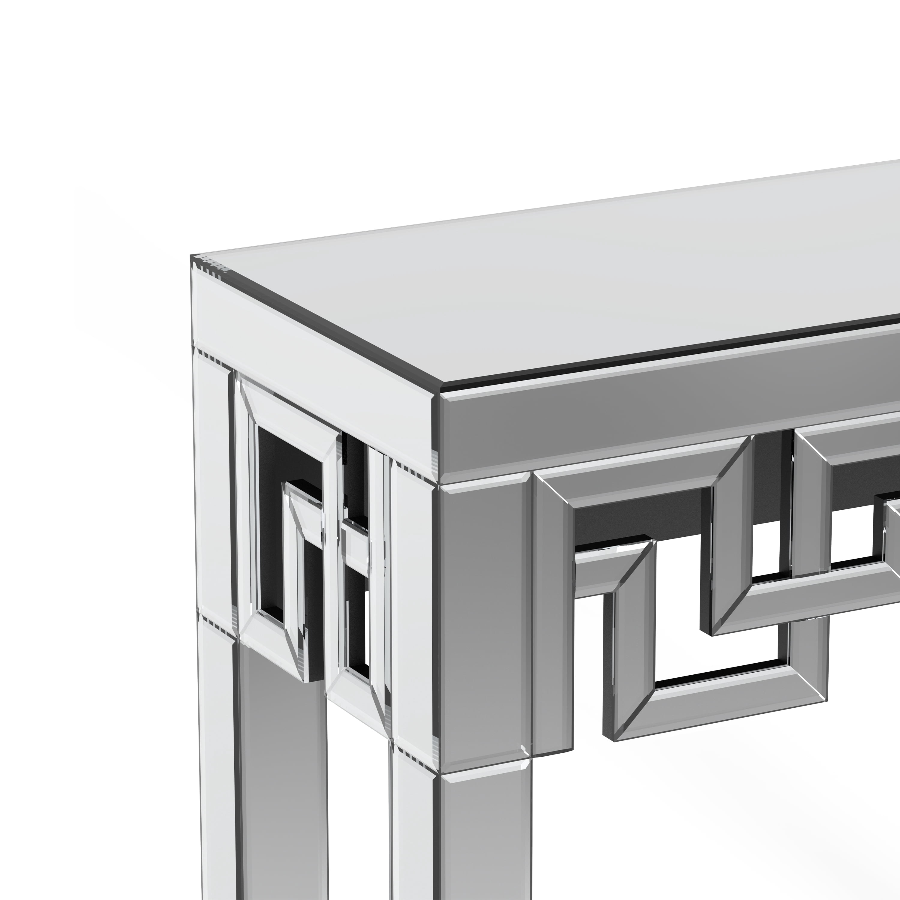SHYFOY Modern Grecian Venetian Mirrored Console Table Glass Sofa Table Silver Entryway Table for Living Room