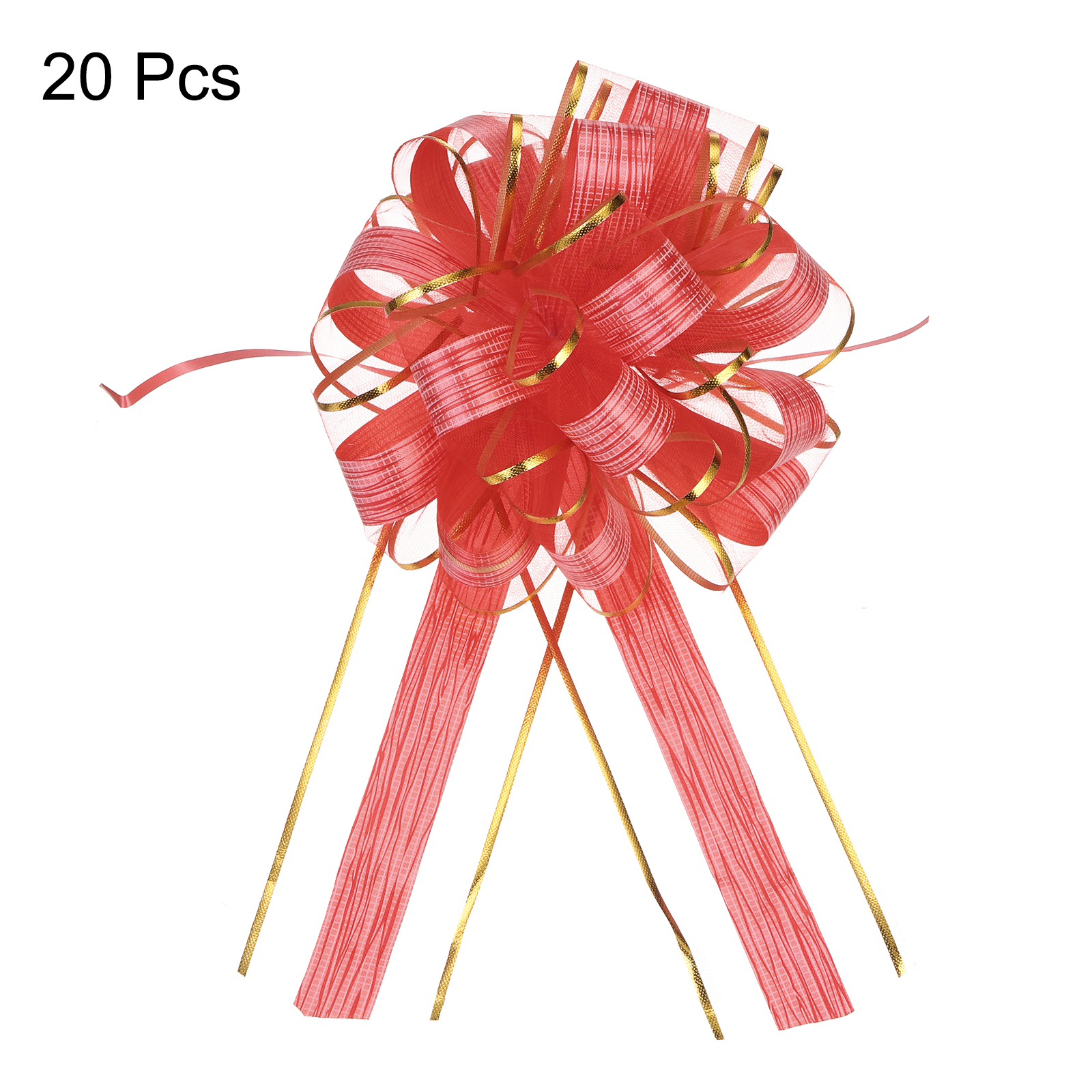 20pcs 8 Inch Large Pull Bow Gift Wrapping Bows Ribbon Organza Red for Wedding Presents Christmas Party
