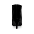 thumbnail image 2 of BLISSFUL STEP Women's Velvet Pointed Toe Stiletto Heel Ankle Boots Black 7, 2 of 7