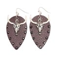 thumbnail image 5 of Edgy Oxhead Shape Earrings With PU Leather Detail Alloy Metal Lightweight Gothic Accessory Gift for Women, 5 of 9