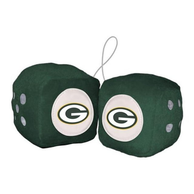 Fanmats 8162002208 3 in. NFL Green Bay Packers Fuzzy Dice