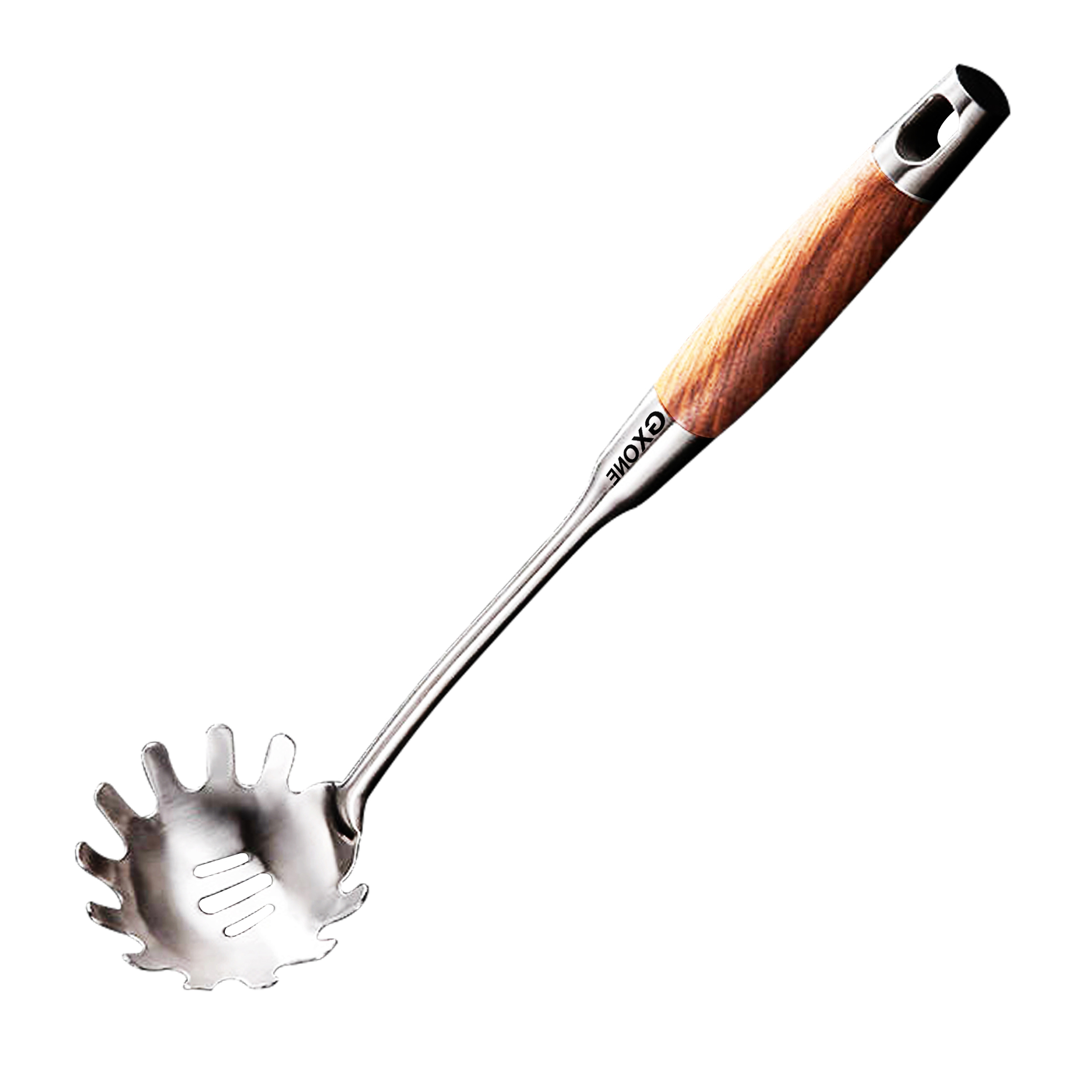 Stainless Steel Pasta Spoon,Spaghetti Spoon with Heat Resistant Wooden