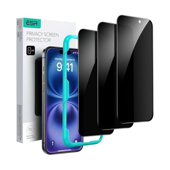 lulufa 3 Pack for iPhone 16 / iPhone 15 Privacy Screen Protector, Anti-spy Tempered-Glass Privacy Screen Protector with Easy Installation Tool, Micro-Curved Edges, Case Friendly