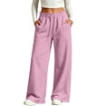 thumbnail image 2 of THNCYX Womens Solid Color Sweatpants With Pockets Elastic High Waist Long Casual Pants, 2 of 9