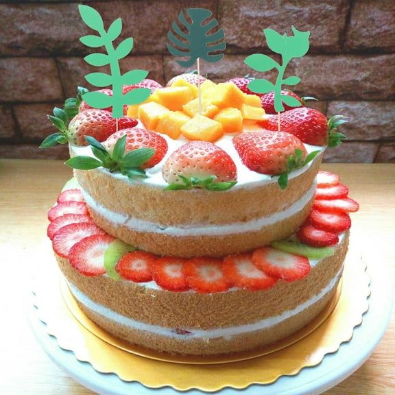 WHAMVOX Jungle Cake Decoration Tropical Leaf Inserts In 18.5X7.5In For Women And Party Planners 24Pcs