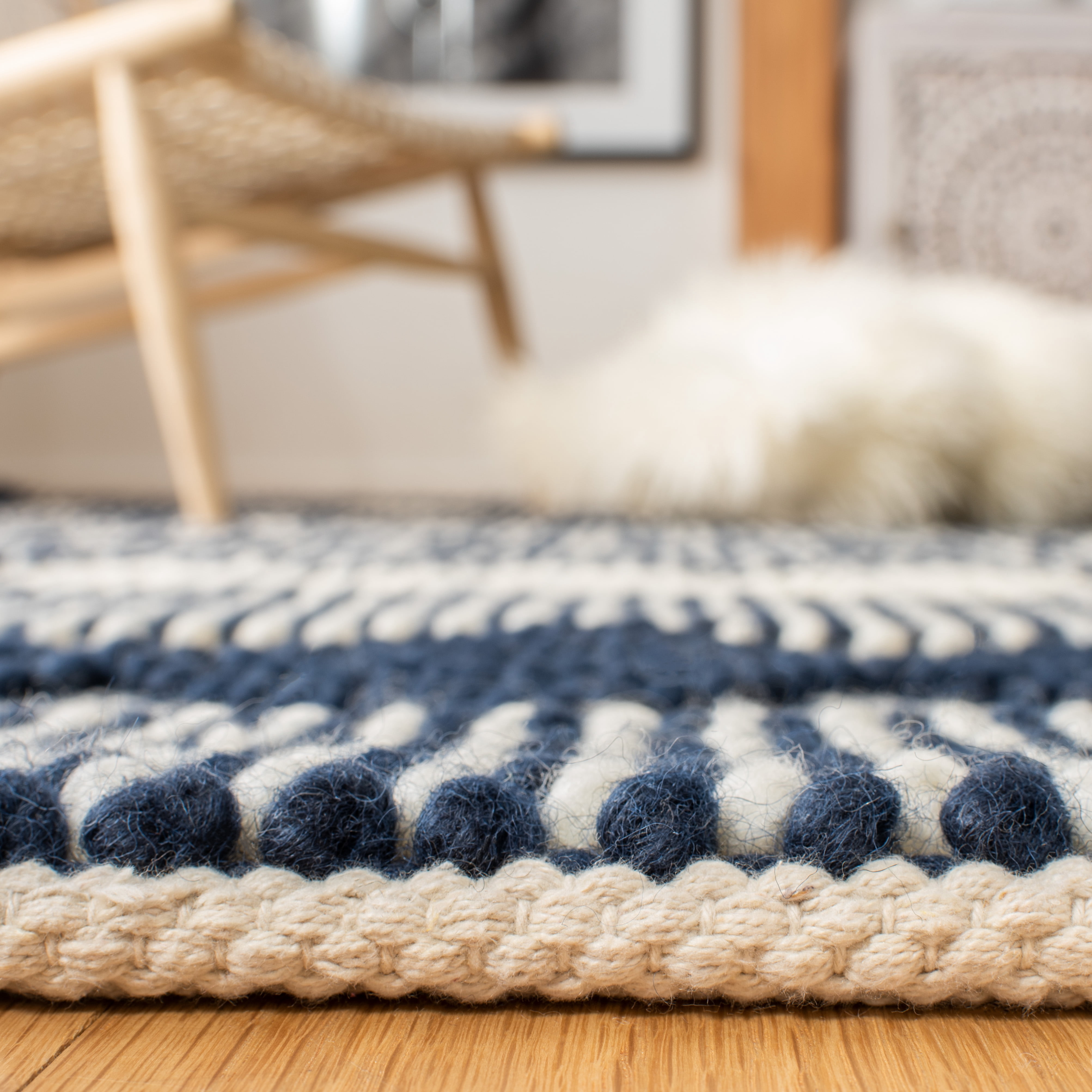 SAFAVIEH Natura Carly Geometric Area Rug, Navy/Ivory, 8' x 10'